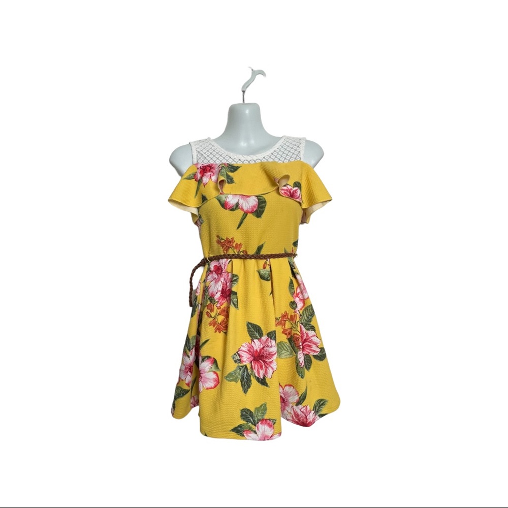 Knit Works Dress | 12 | Yellow Girls Dress with Flowers